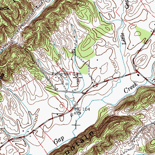 Topographic Map of Patterson Cemetery, TN