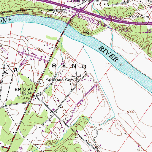 Topographic Map of Patterson Cemetery, TN