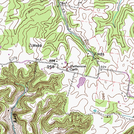 Topographic Map of Patterson Cemetery, TN