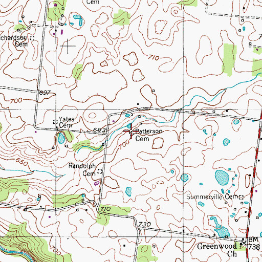Topographic Map of Patterson Cemetery, TN