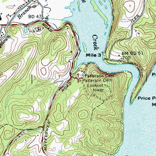 Topographic Map of Patterson Cemetery, TN