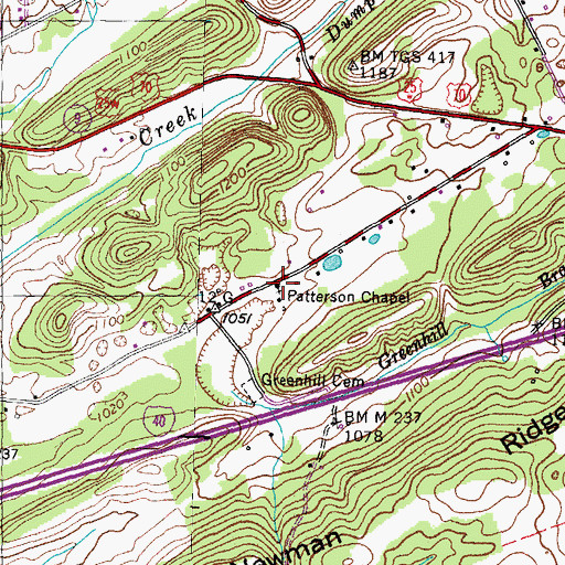 Topographic Map of Patterson Chapel, TN