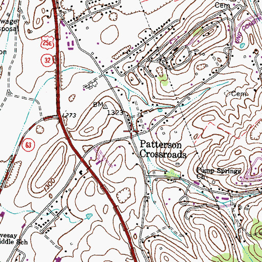 Topographic Map of Patterson Crossroads, TN