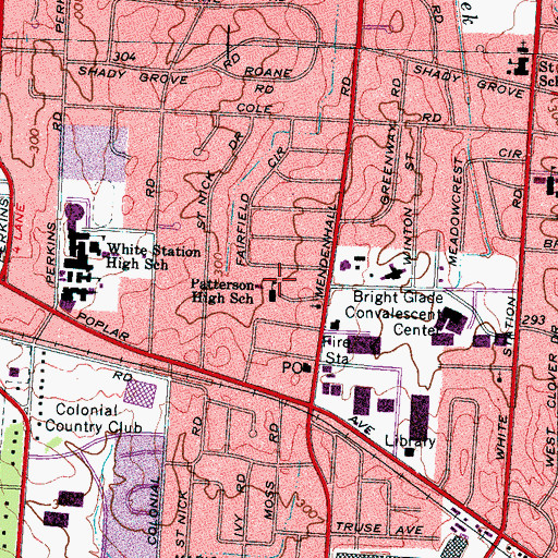 Topographic Map of Patterson High School, TN
