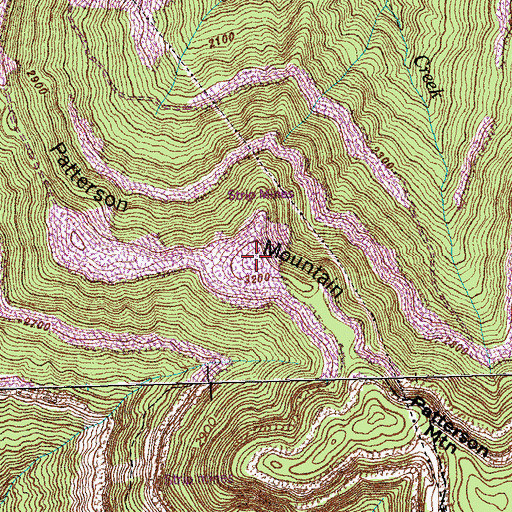 Topographic Map of Patterson Mountain, TN