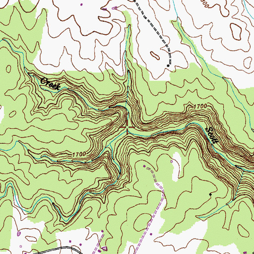 Topographic Map of Patton Creek, TN