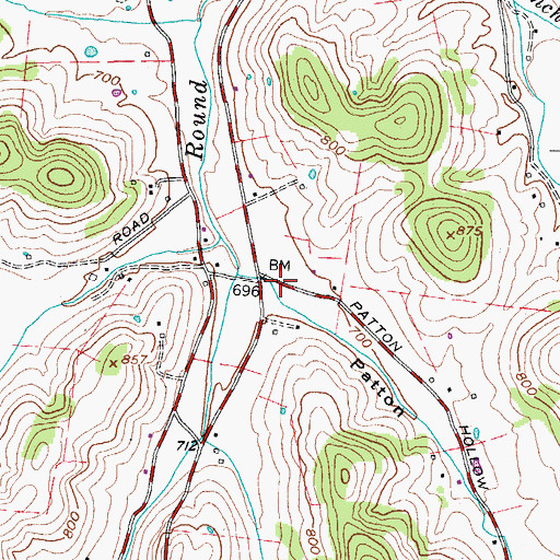 Topographic Map of Patton Hollow, TN