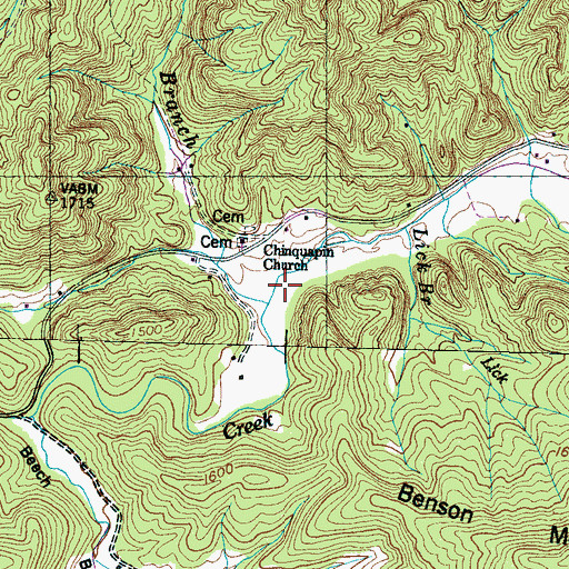 Topographic Map of Patty Branch, TN