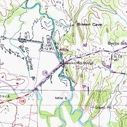 Topographic Map of Paulks Mill Bridge, TN
