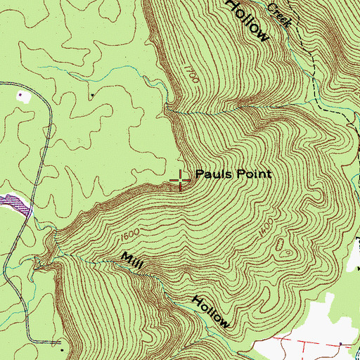 Topographic Map of Pauls Point, TN