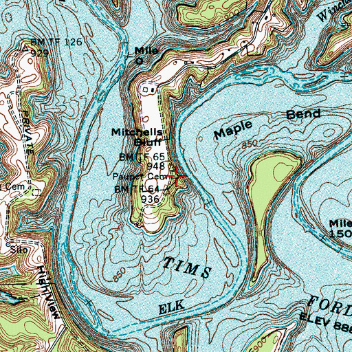 Topographic Map of Pauper Cemetery, TN