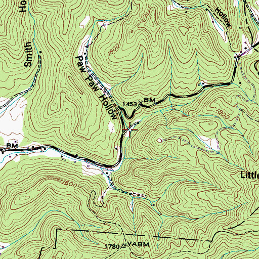 Topographic Map of Paw Paw Hollow, TN