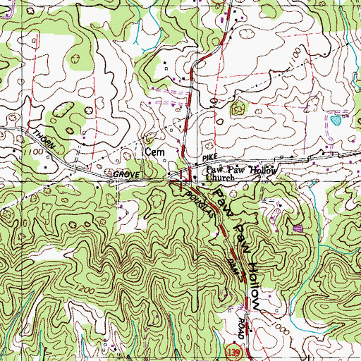 Topographic Map of Paw Paw Hollow, TN