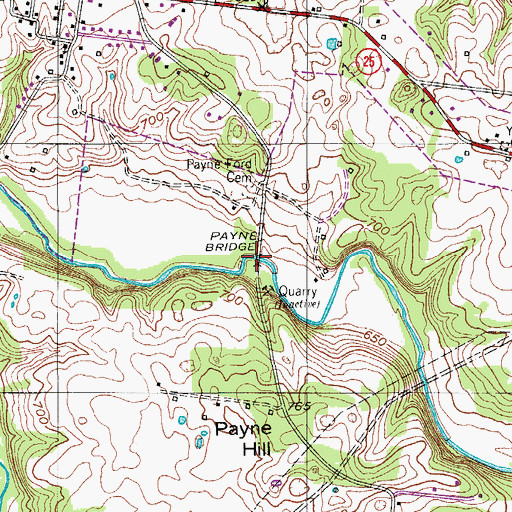 Topographic Map of Payne Bridge, TN