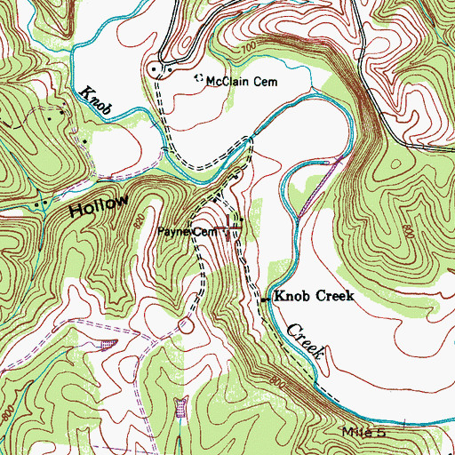 Topographic Map of Payne Cemetery, TN