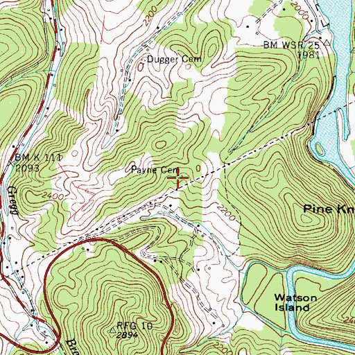 Topographic Map of Payne Cemetery, TN