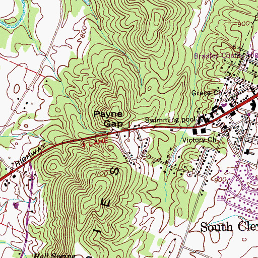 Topographic Map of Payne Gap, TN