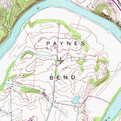 Topographic Map of Paynes Bend, TN