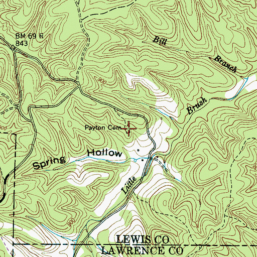 Topographic Map of Payton Cemetery, TN