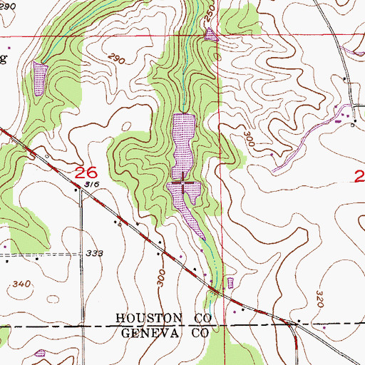 Topographic Map of Emmett Sellers Dam, AL