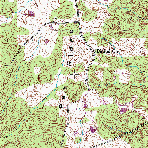 Topographic Map of Pea Ridge, TN