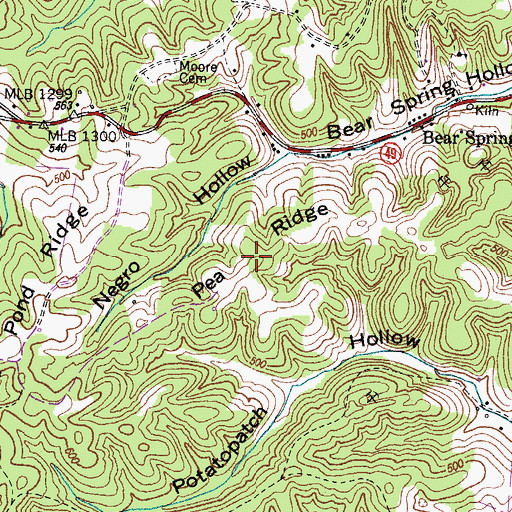 Topographic Map of Pea Ridge, TN