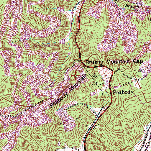 Topographic Map of Peabody Mountain, TN