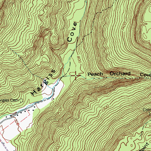 Topographic Map of Peach Orchard Cove, TN