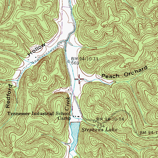 Topographic Map of Peach Orchard Hollow, TN