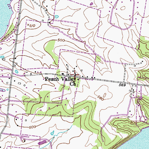 Topographic Map of Peach Valley Church, TN