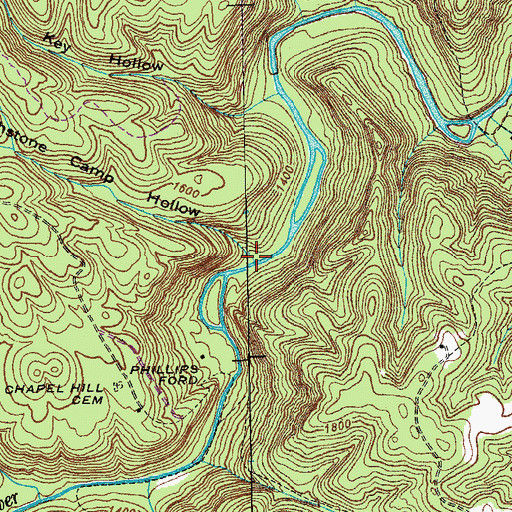 Topographic Map of Peachstone Camp Hollow, TN