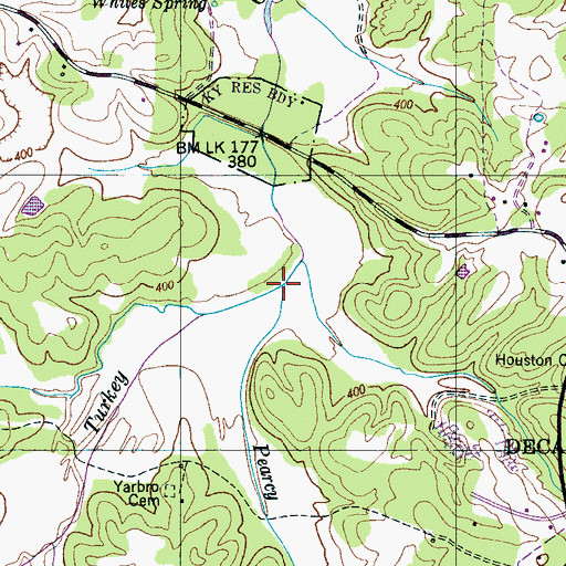 Topographic Map of Pearcy Branch, TN