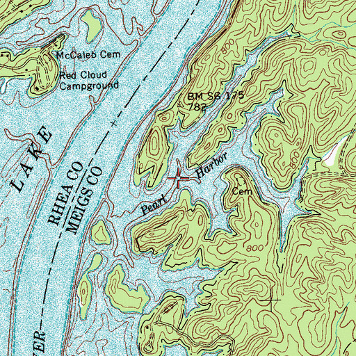 Topographic Map of Pearl Harbor, TN