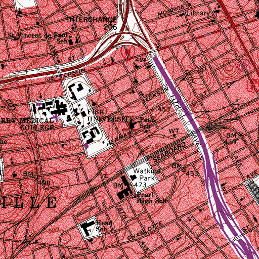 Topographic Map of Pearl School, TN