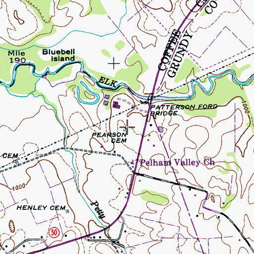 Topographic Map of Pearson Cemetery, TN