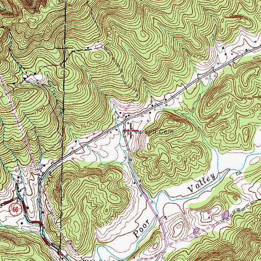 Topographic Map of Pearson Cemetery, TN