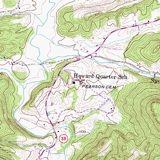 Topographic Map of Pearson Cemetery, TN