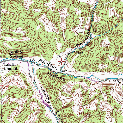 Topographic Map of Pearson Hollow, TN