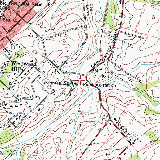 Topographic Map of Pearson Spring, TN