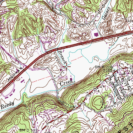 Topographic Map of Peaveler Branch, TN