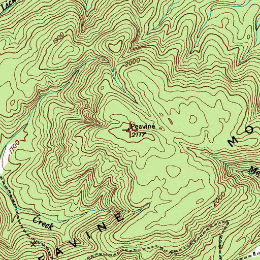 Topographic Map of Peavine Mountain, TN