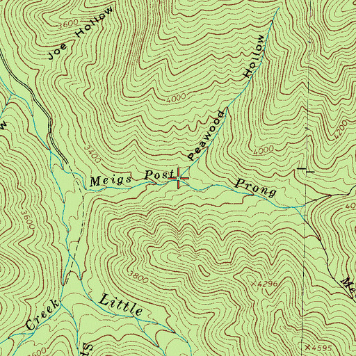 Topographic Map of Peawood Hollow, TN