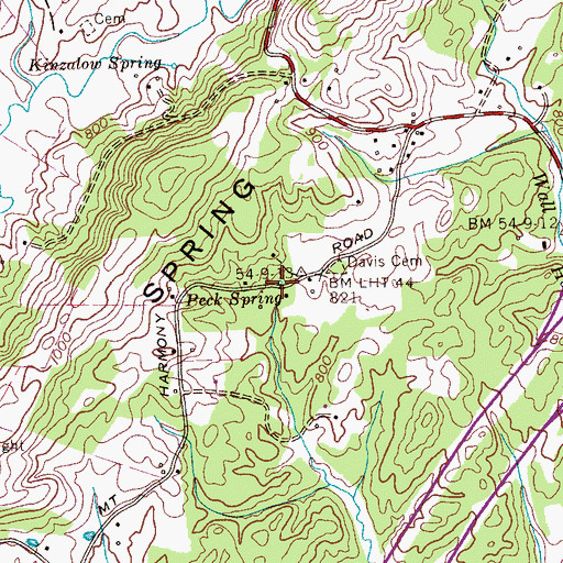 Topographic Map of Peck Spring, TN