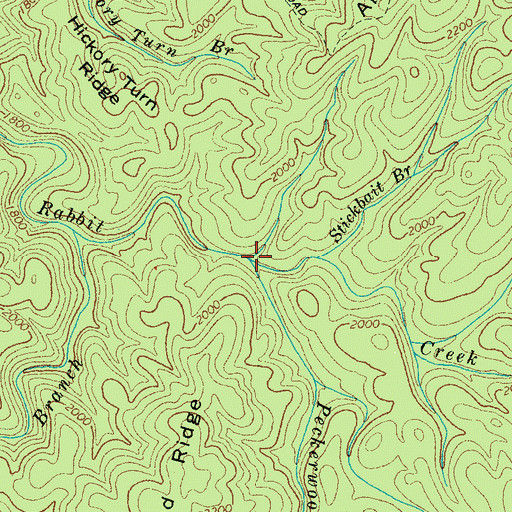 Topographic Map of Peckerwood Branch, TN