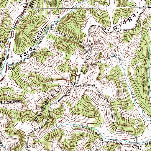 Topographic Map of Peddlers Ridge, TN
