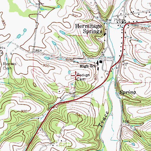 Topographic Map of Pedigo Cemetery, TN