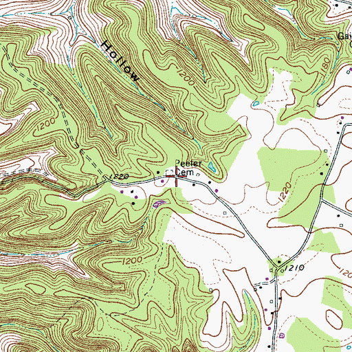 Topographic Map of Peeler Cemetery, TN