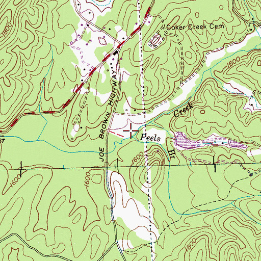 Topographic Map of Peels Branch, TN