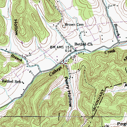 Topographic Map of Peery Hollow, TN