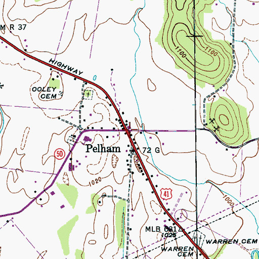 Topographic Map of Pelham, TN
